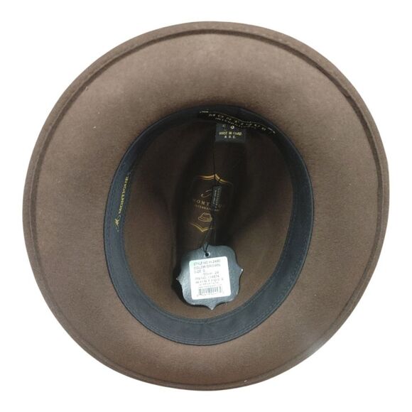 MEN'S MONTIQUE BROWN WOOL FELT HAT WITH MATCHING GROSGRAIN RIBBON FEDORA. H2480. - Picture 6 of 8